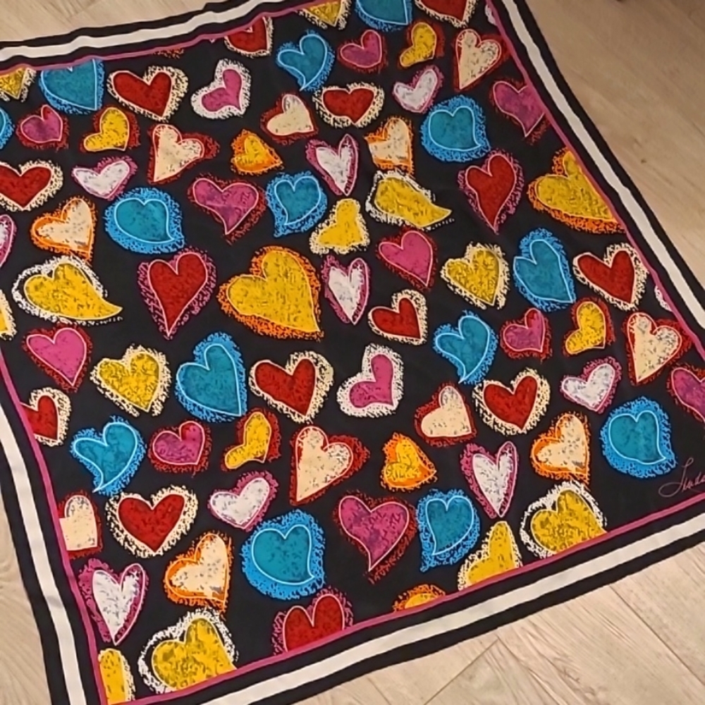 Vintage Linda Dano Silk Over-sized Scarf Multi-colored Scarf - Picture 2 of 6